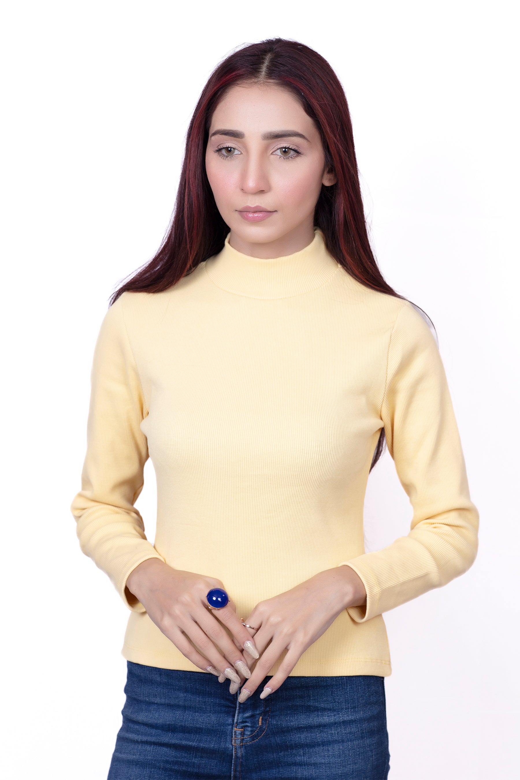 Mock Neck Light Yellow