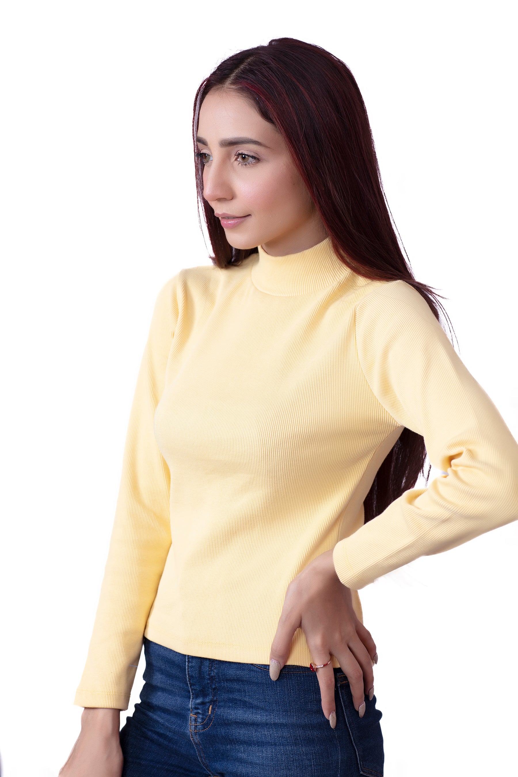 Mock Neck Light Yellow