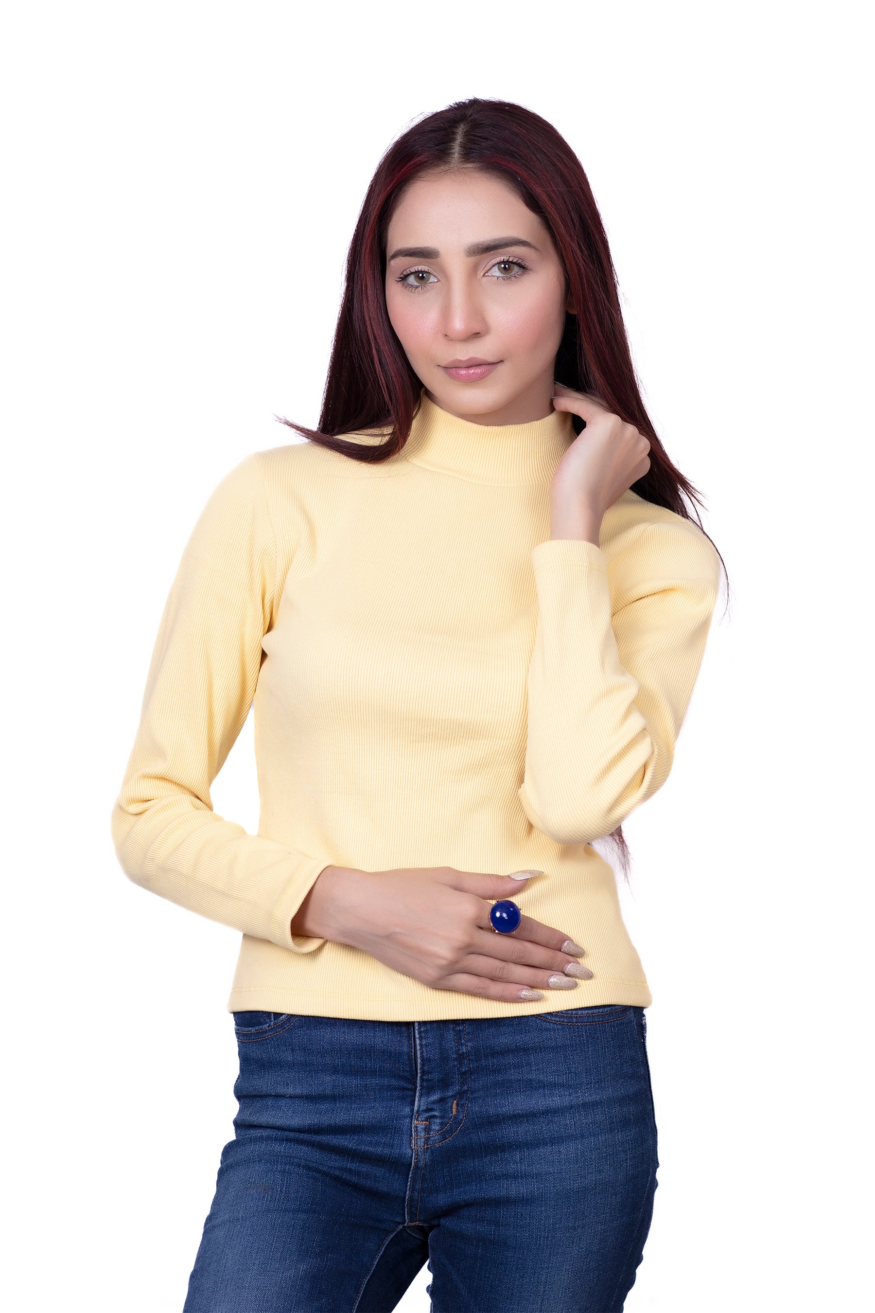 Mock Neck Light Yellow