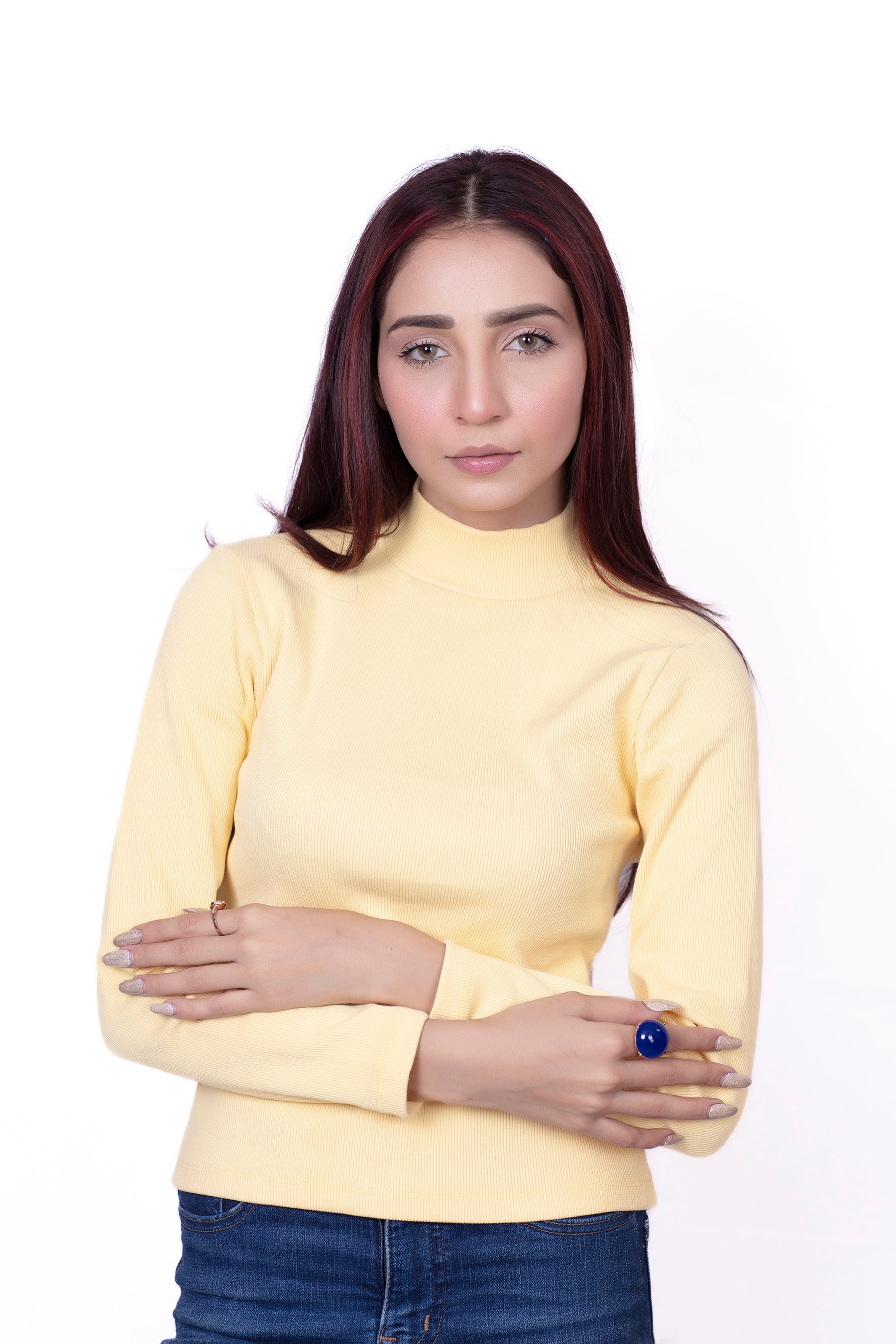 Mock Neck Light Yellow