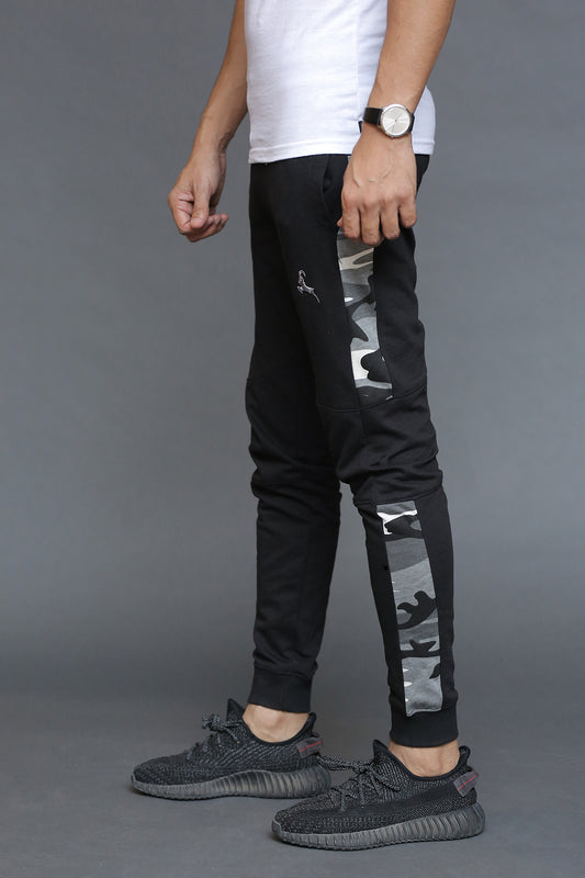 Black Jogger Pants with Grey Camo