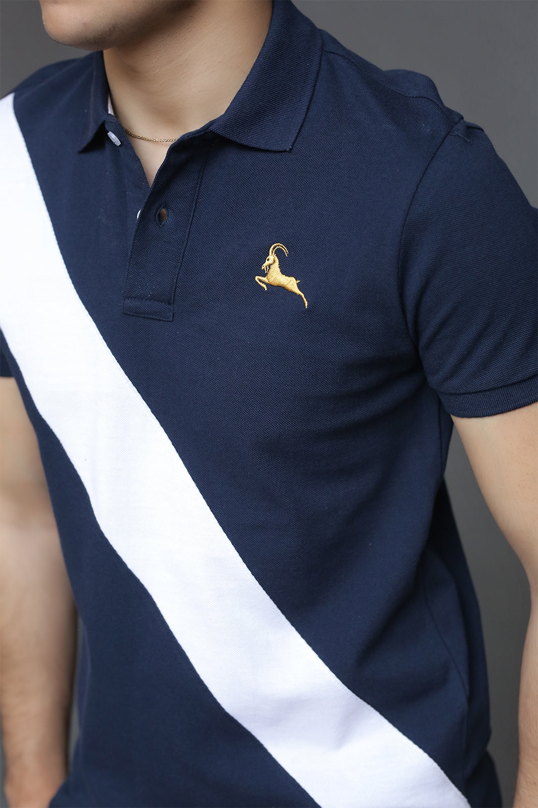 Navy Blue White Stripe Polo