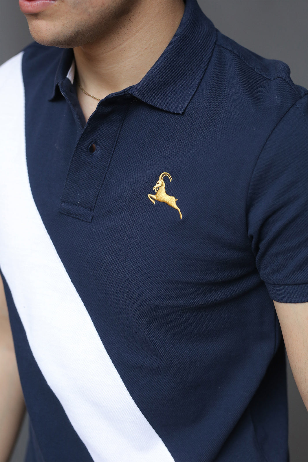 Navy Blue White Stripe Polo