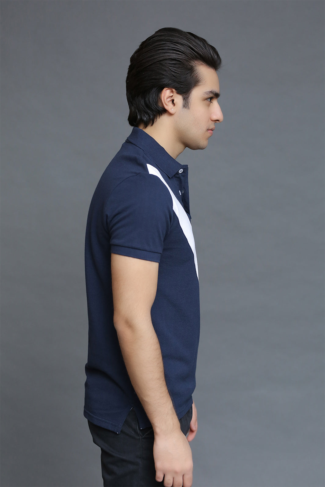 Navy Blue White Stripe Polo