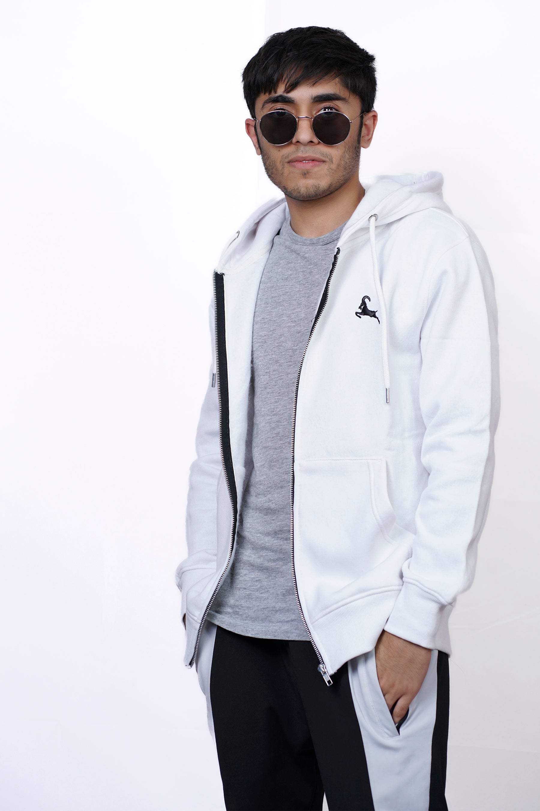 White  Zipper Hoodie