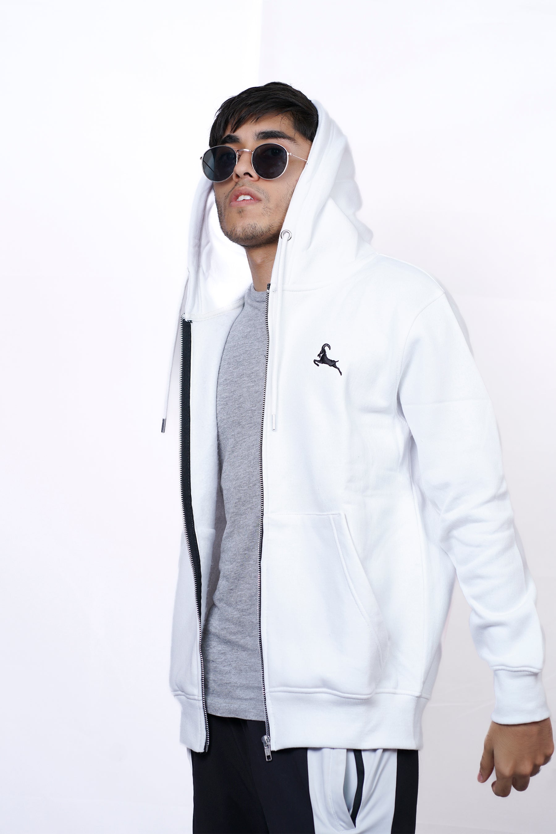 White  Zipper Hoodie