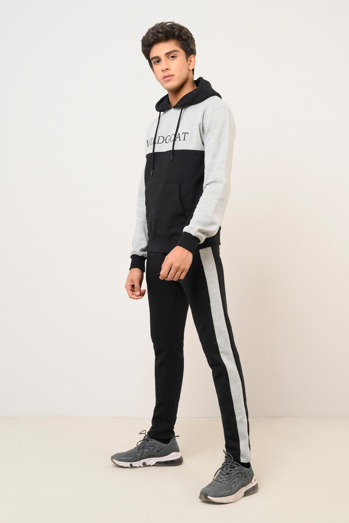 Black Grey Hoodie Track Suit