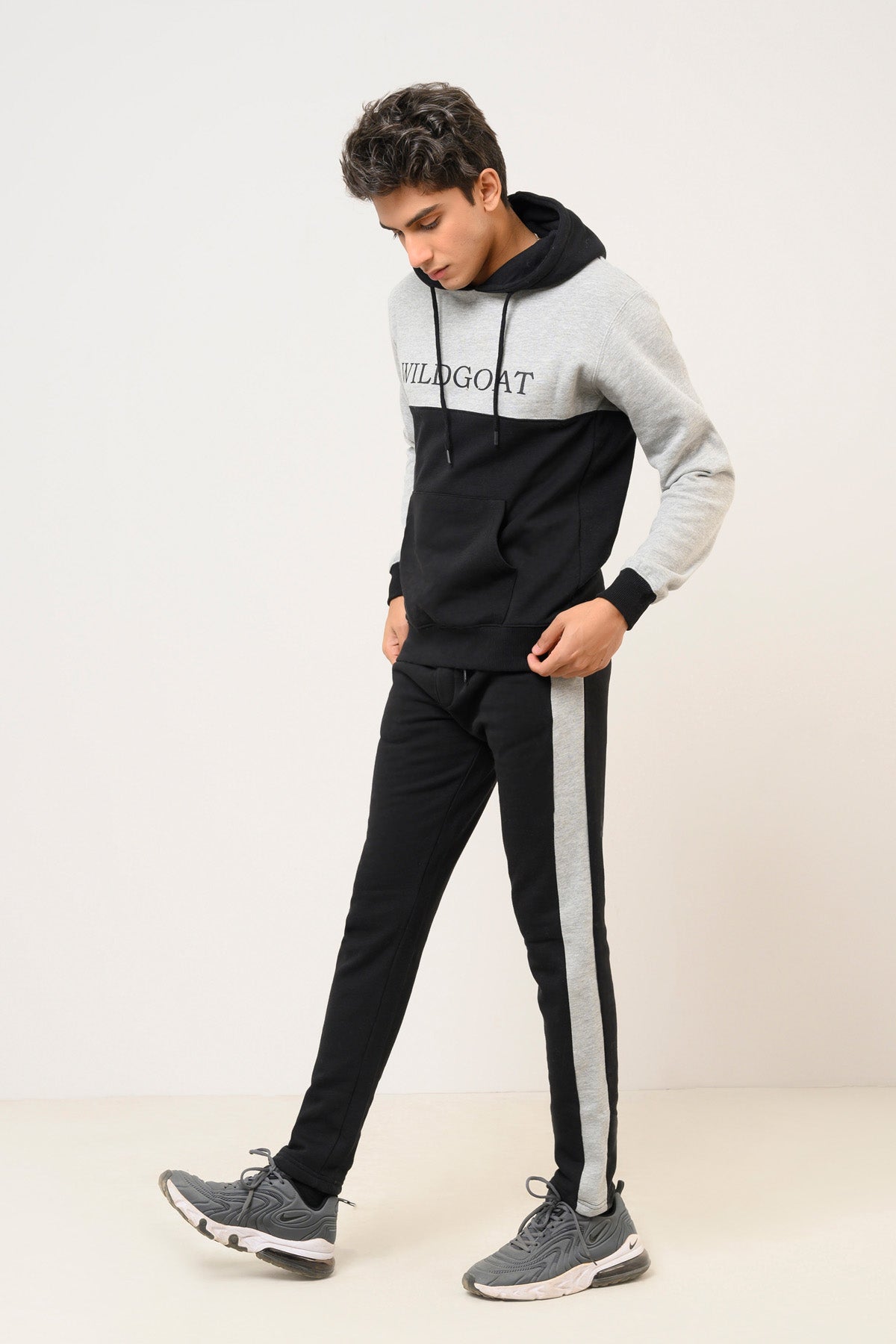 Black Grey Hoodie Track Suit