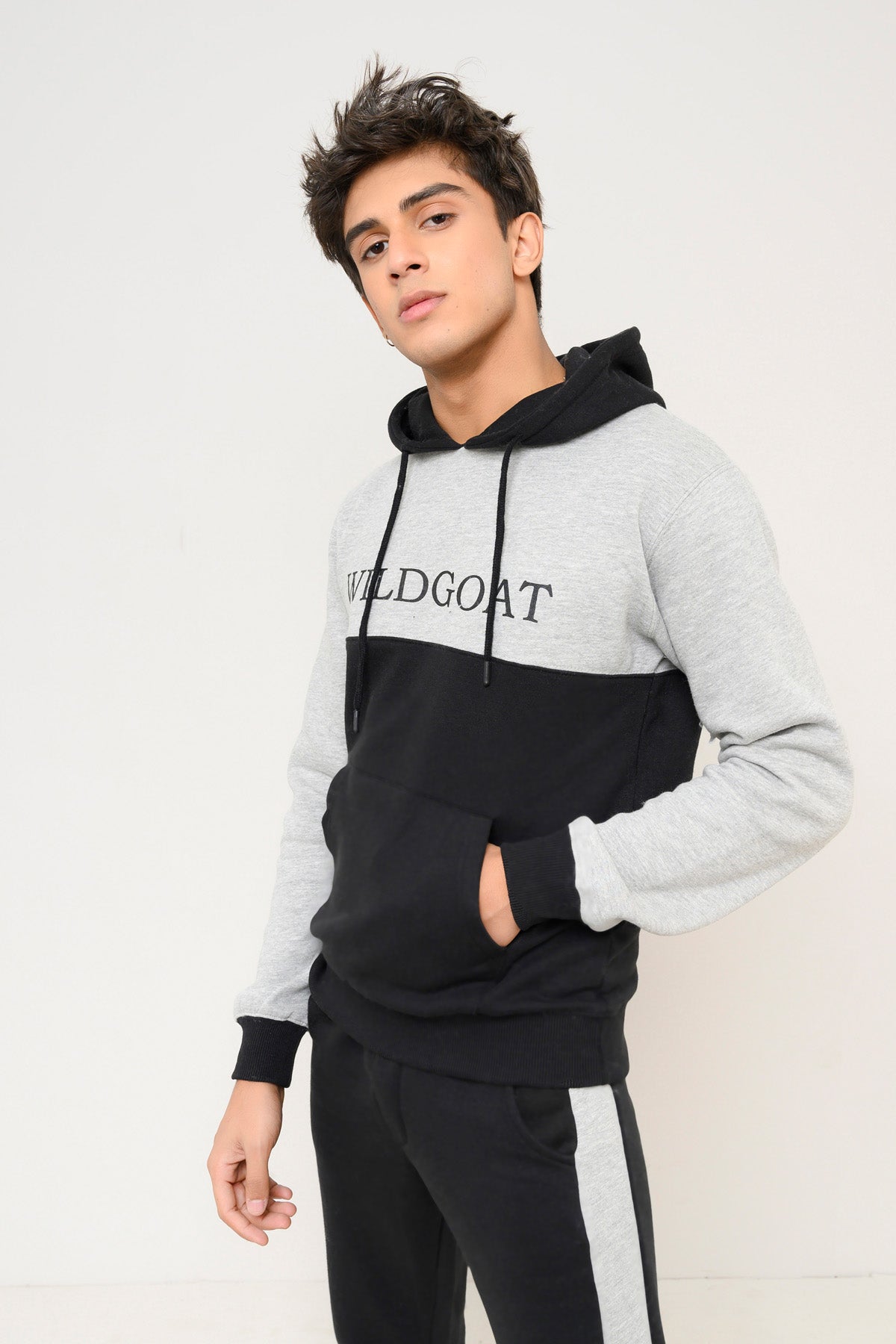 Black Grey Hoodie Track Suit