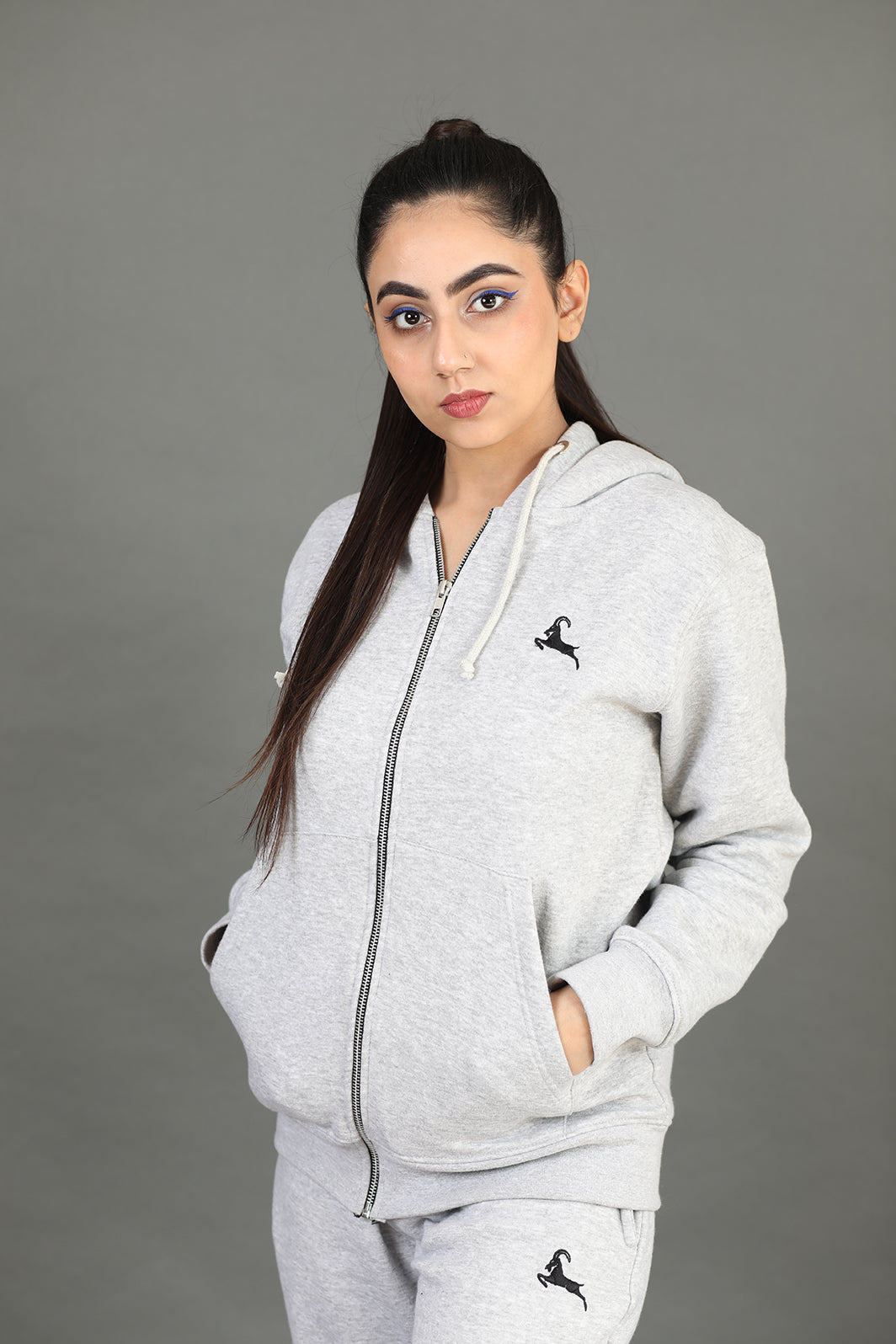 Grey Zipper Hoodie